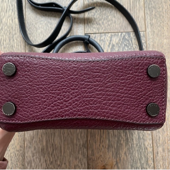 Michael Kors Mini Satchel Pebbled Crossbody Bag Burgundy/ black - Picture 4 of 4